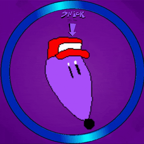 a pixel art drawing of snick 's face with a red hat