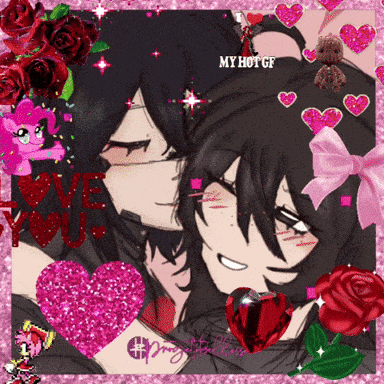 a picture of a girl and a boy with the words " my hot gf " on the bottom