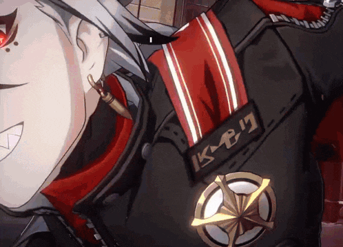 a close up of a person wearing a jacket with a patch that says k-17 on it