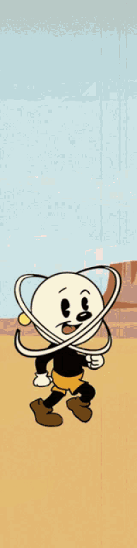 a cartoon character with a cactus behind him