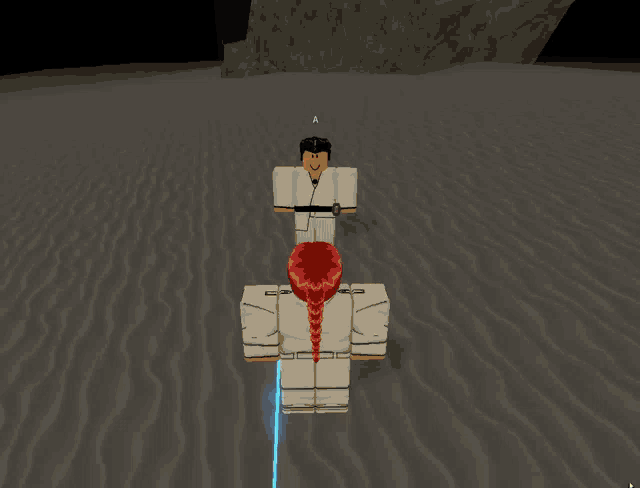 a screenshot of a video game shows a man and a girl standing in the sand