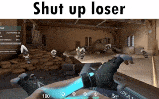 a picture of a video game with the words shut up loser