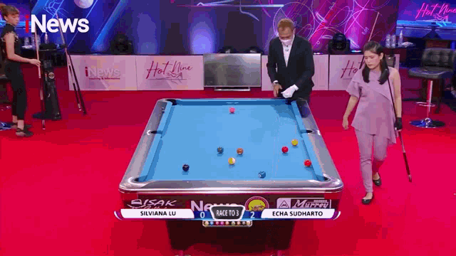 a pool table with the word news on the bottom