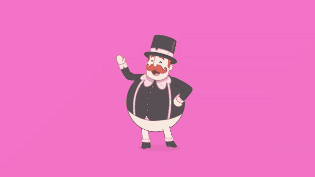 a cartoon character is wearing a top hat