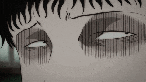 a black and white drawing of a person 's face with a surprised look on his face