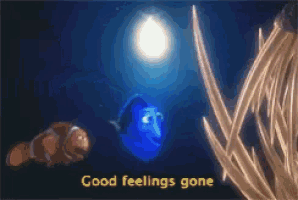 a cartoon of a fish with the words " good feelings gone " below it