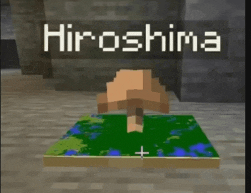a mushroom is on a map with the word hiroshima written above it