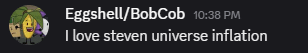 a message from eggshell / bobcob at 10:38 pm