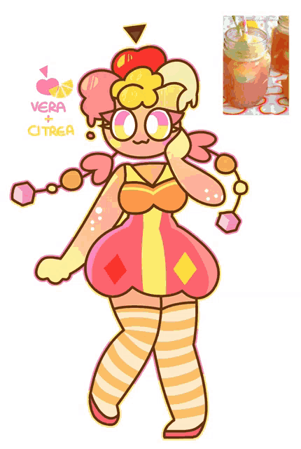 a drawing of a girl with vera + citrea on the bottom