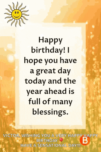 a happy birthday card with a sun on it