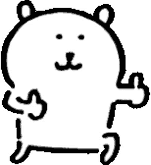 a black and white drawing of a teddy bear with a thumbs up .