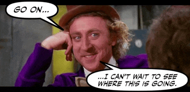a man in a purple suit says go on
