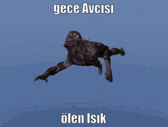 a zombie is flying through the air with the words gece avcisi written above it