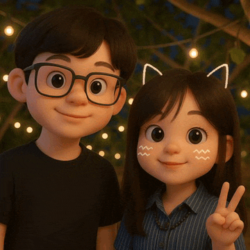 a boy and a girl with cat ears on their heads