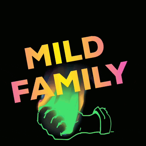 a logo for mild family with a hand holding a light
