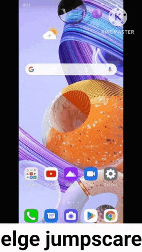 a screenshot of the home screen of an lg phone with the words elige jumpscare below it .