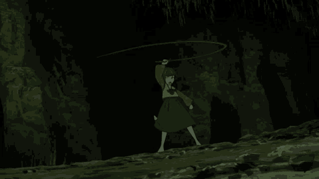 a cartoon of a girl with a sword in her hand