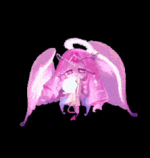 a pixel art of a pink angel with a halo on her head