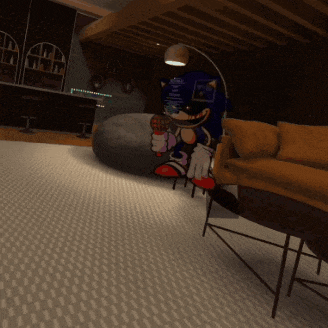 a cartoon of sonic the hedgehog sitting on a couch