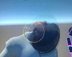 a computer generated image of a person with a circle around their head .