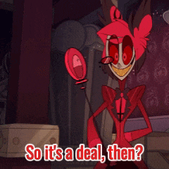 a cartoon character with the words so it 's a deal then on the bottom