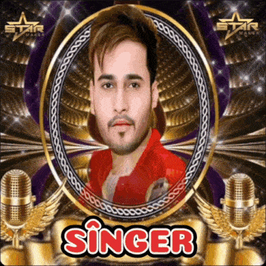 a picture of a man with the name singer written on it