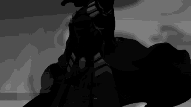 a black and white drawing of a man with a mask on