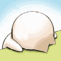 a cartoon character with a tear coming out of his nose