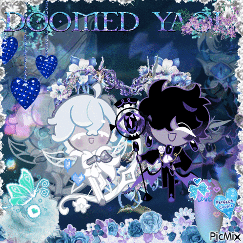 a picture of a couple of cartoon characters with the words doomed ya on top