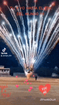 a picture of fireworks with the words " you and me shotcut " at the bottom