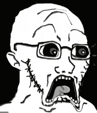 a cartoon of a man with glasses eating a donut .
