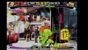 a video game is being played between cammy and blamed