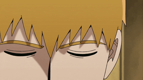 a close up of a cartoon character with his eyes closed