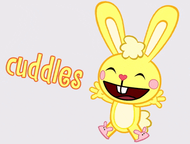a cartoon of a bunny with the word cuddles below it