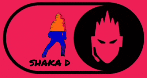 a logo for a company called shaka d shows a man and a mask
