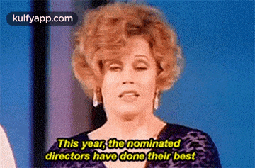 a woman is giving a speech and saying this year the nominated directors have done their best .