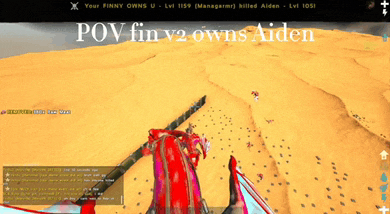 a screen shot of a video game with the words pov fin v2 owns aiden on it
