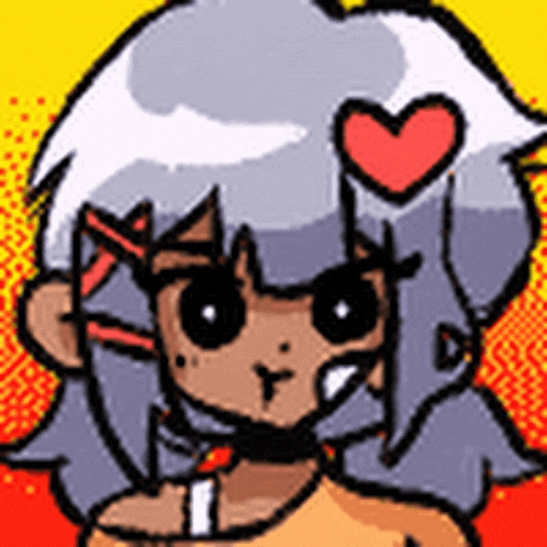 a cartoon drawing of a girl with a heart on her head .