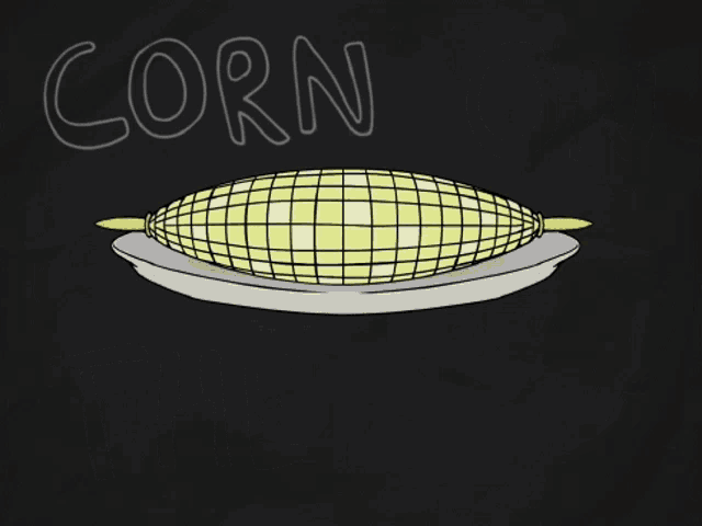 a drawing of a corn on the cob with the words " corn on the cob " below it