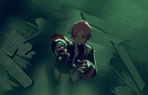a close up of a person in a video game with a sword .