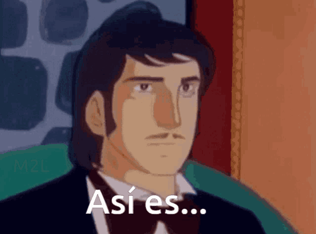 a man in a tuxedo says " asi es " in a cartoon