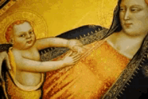a painting of a woman holding a baby in her lap