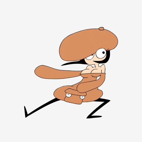 a cartoon drawing of a person with a hat
