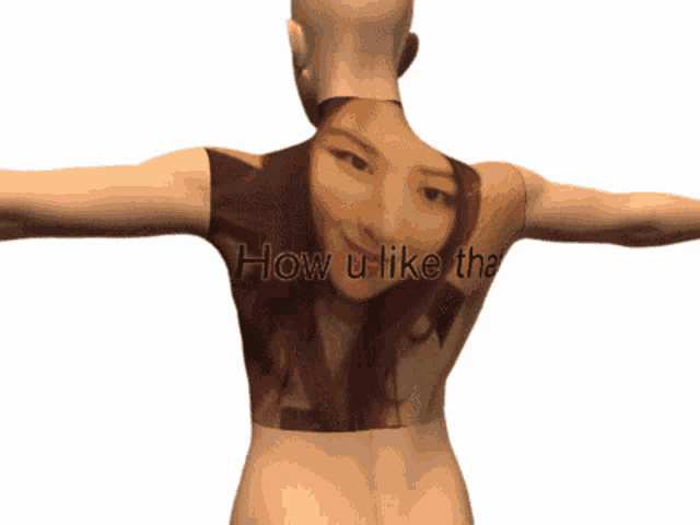 a mannequin has a picture of a woman on its back and the words how u like that