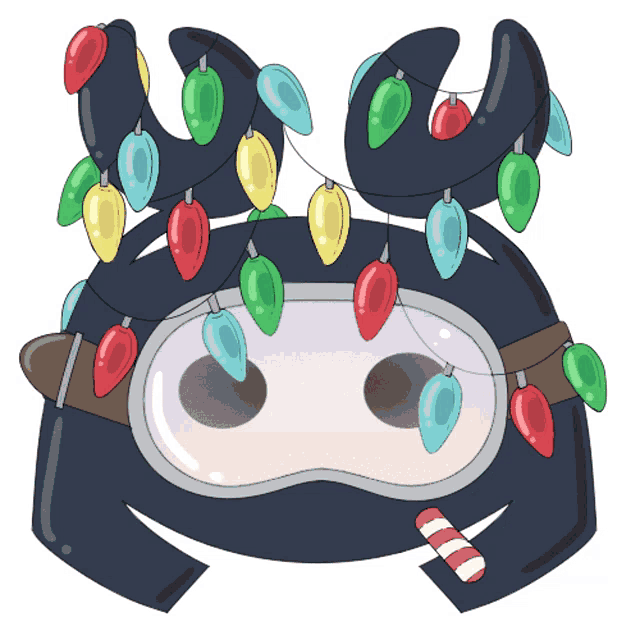 a cartoon drawing of a deer with christmas lights on its horns