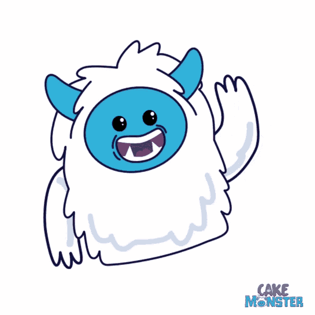 a cartoon drawing of a yeti with the words cake monster below it