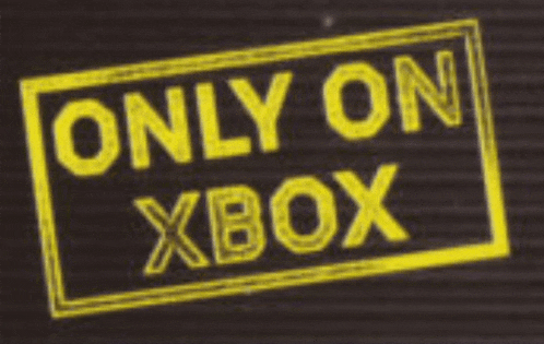a stamp that says only on xbox in yellow letters