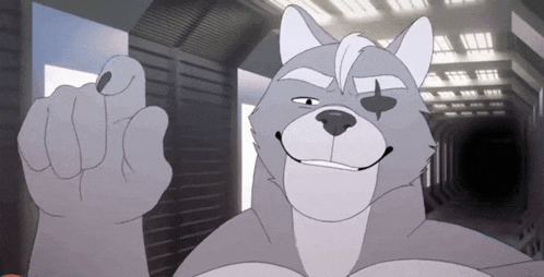 a cartoon drawing of a wolf giving the thumbs up