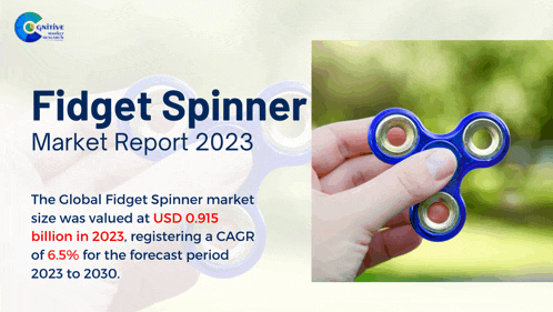 a person is holding a fidget spinner with the words fidget spinner market report 2023