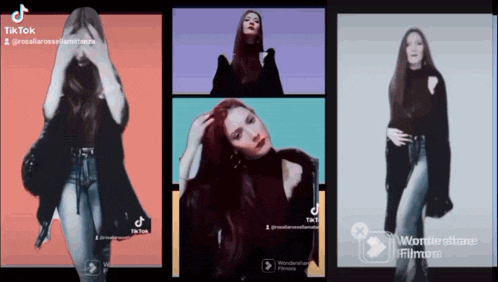 a woman with long red hair is dancing in a tiktok video